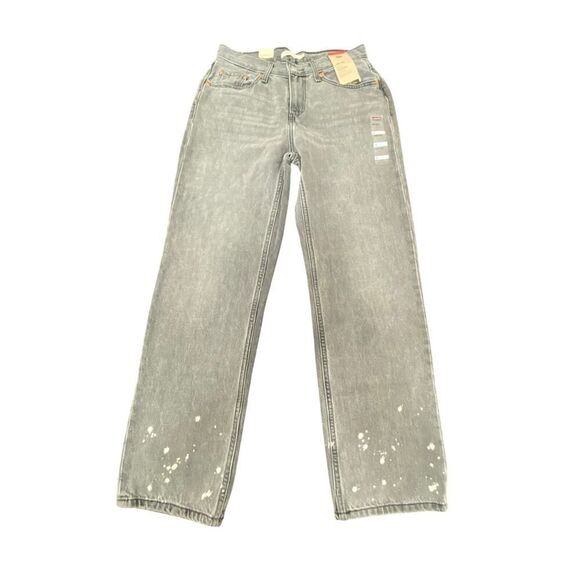 Levi's Gray Denim Low Pro Mid Rise Straight Leg Jeans Distressed Women's Size 28 - Picture 1 of 8